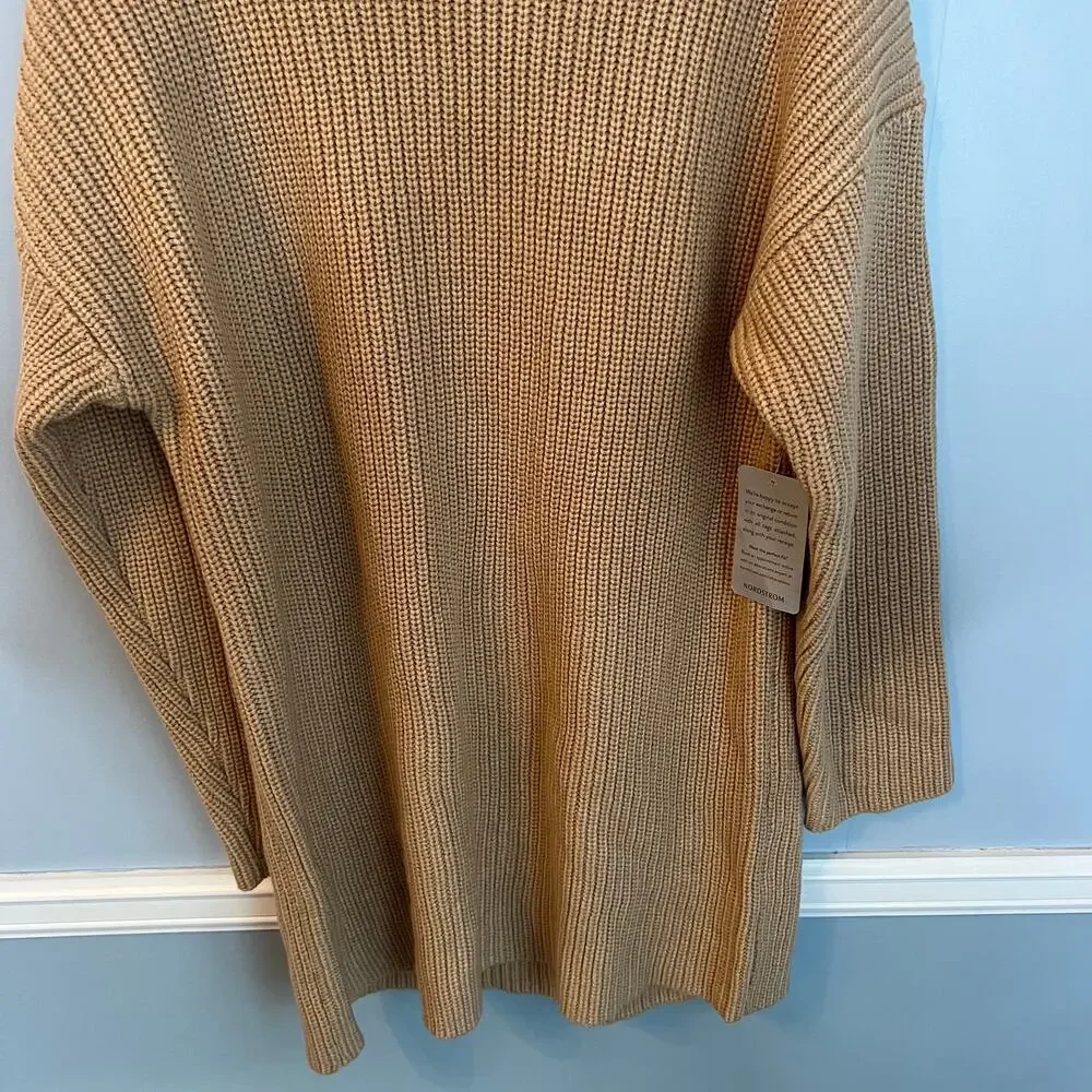NEW WAYF Turtleneck Sweater Dress Long Sleeves Camel Size XS